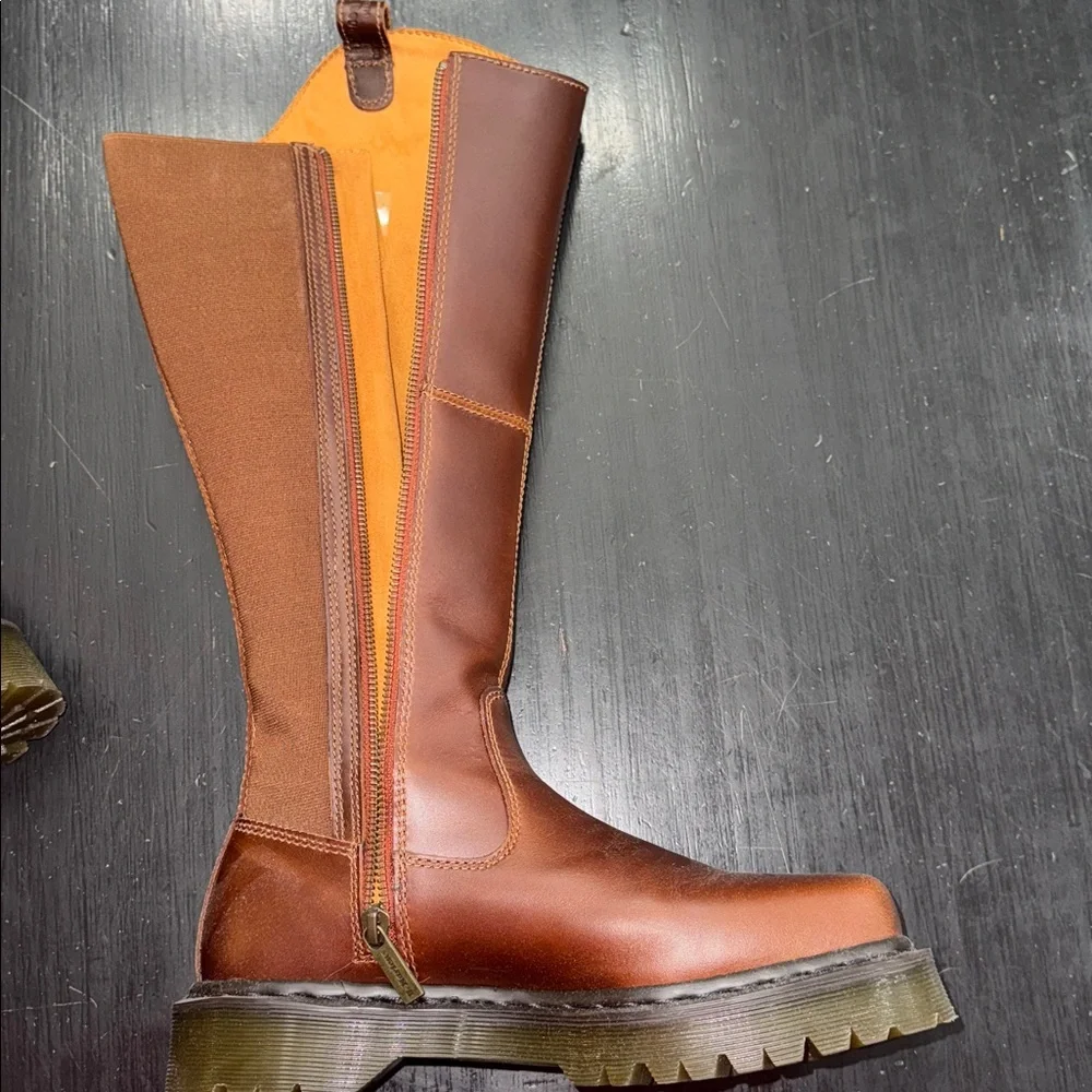 Dr. Martens Brown Leather Heeled Boots - Picture 4 of 12